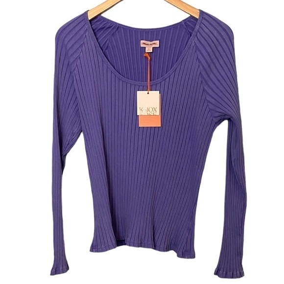 NWT Knox Rose Blue Slim Fit Long Sleeve Ribbed T Shirt Size XL - Picture 1 of 5